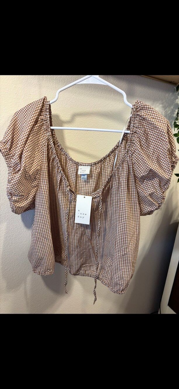 Brown Gingham Top | a new day